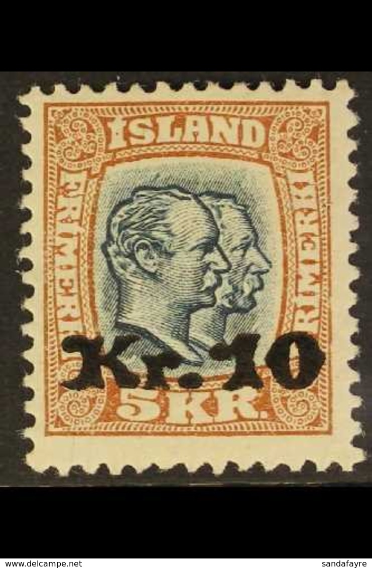 1921 10kr On 5kr Two Kings, Fac. 107, Very Fine Mint. For More Images, Please Visit Http://www.sandafayre.com/itemdetail - Other & Unclassified