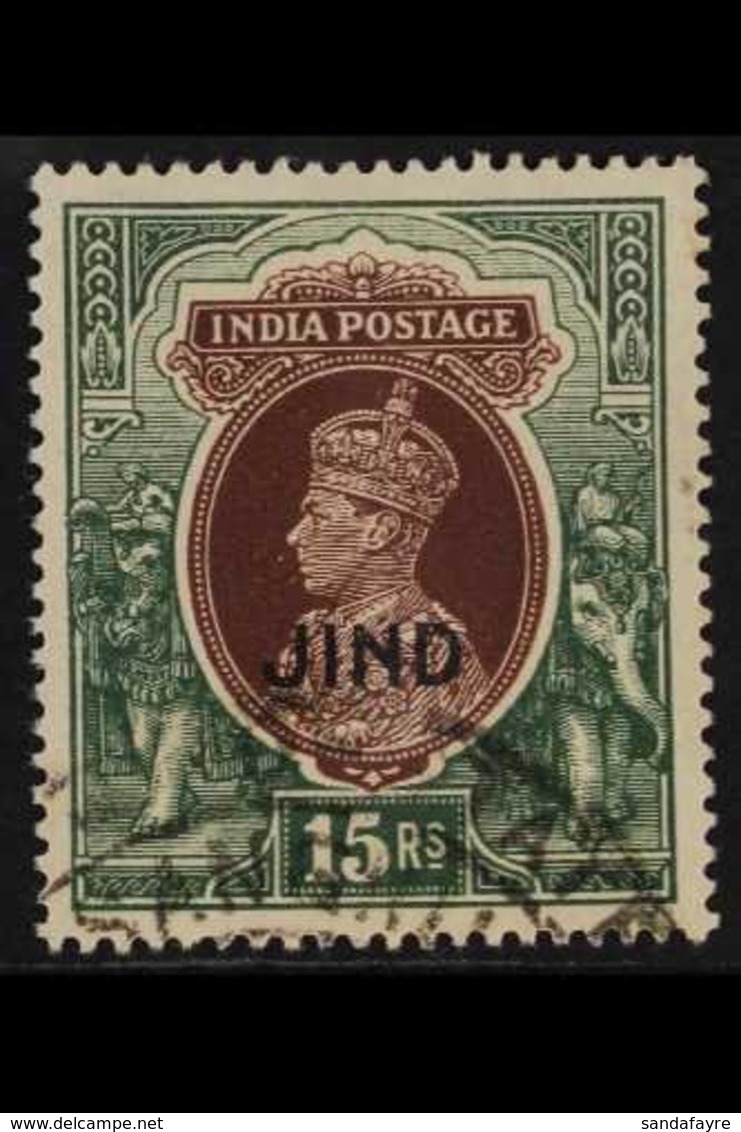 JIND 1941 - 3 15r Brown And Green, Geo VI, SG 135, Very Fine Used With Correct Hooded Cancel. For More Images, Please Vi - Altri & Non Classificati