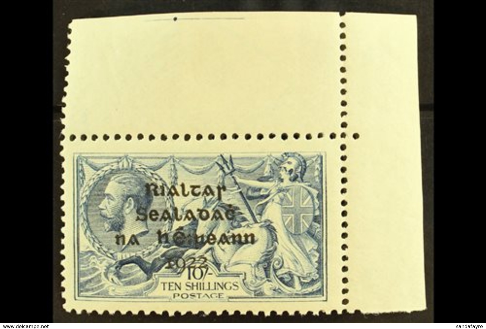 1922 DOLLARD SEAHORSE 10s Dull Grey Blue, SG 21, Superb Mint Upper Right Corner Example, Stamp Is Never Hinged.  For Mor - Other & Unclassified