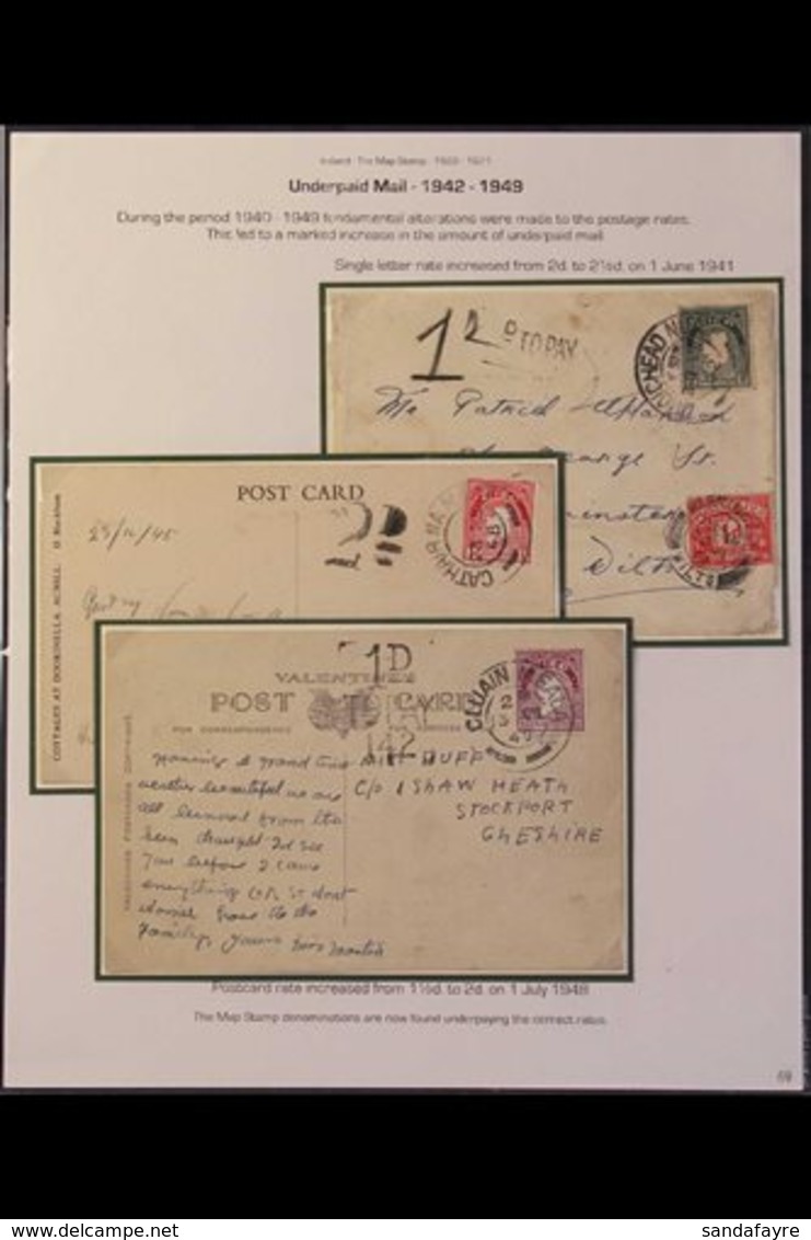 POSTAGE DUE CARDS & COVER 1942-1948 Includes Cover To England Bearing 2d Map, GB 1d Postage Due And With "1d TO PAY" Han - Other & Unclassified