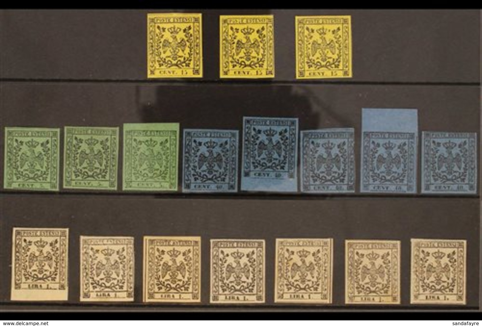 MODENA 1852-57 FINE MINT SELECTION On A Stock Card, Includes 1852-57 First Setting Without Full Point After Value 15c (x - Ohne Zuordnung