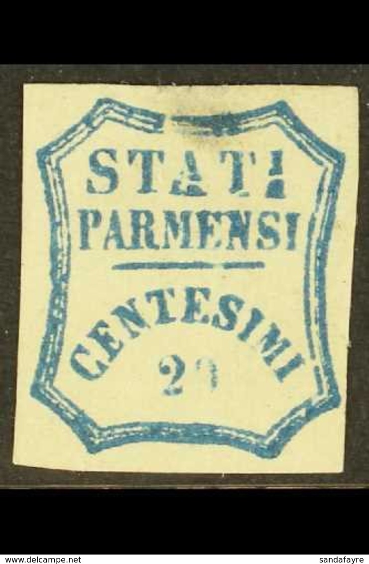 PARMA 1859 20c Blue Provisional Govt, Variety "broken Letters A, T, I" (Pos. 13), Sass 15e, Unused Small Grease Stain. C - Non Classificati