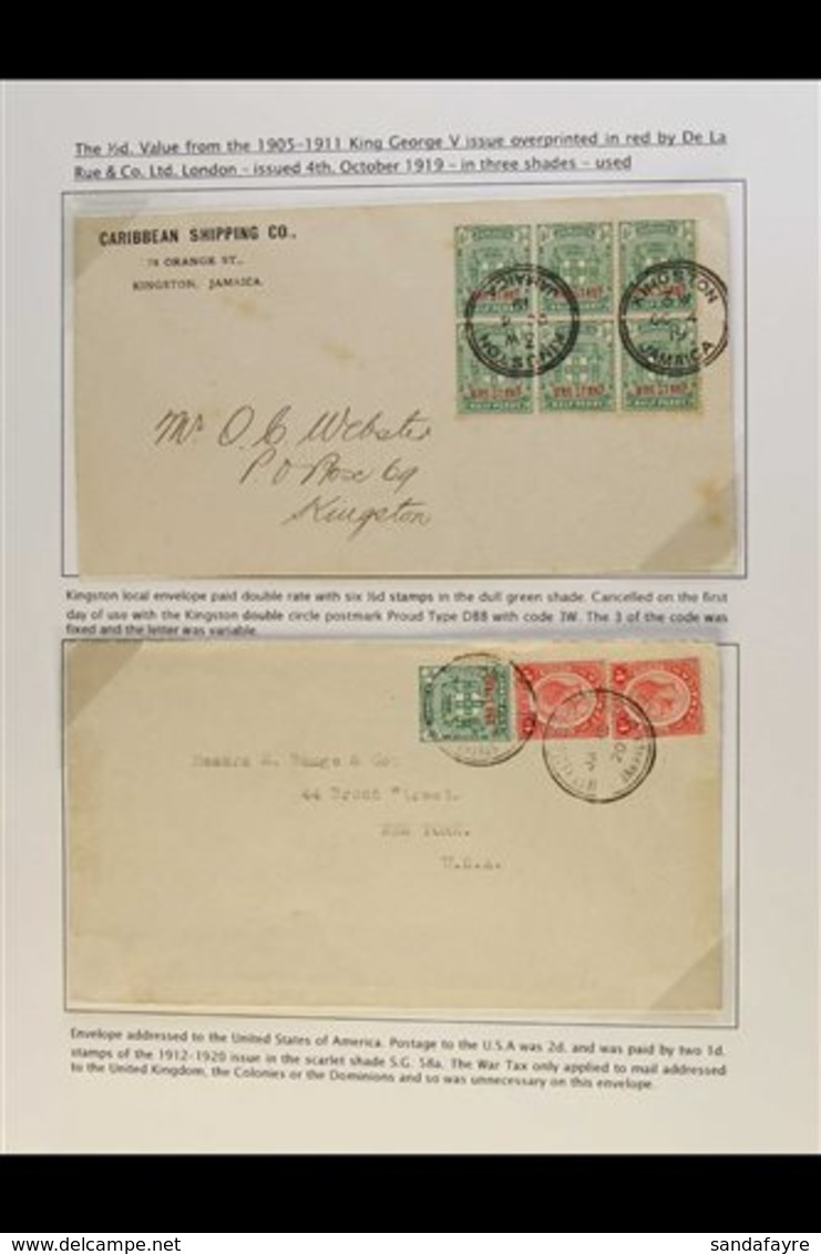 1918 - 1919 WAR STAMP COVERS Highly Attractive Collection Of War Stamp Franked Covers, Both Inland And Overseas Destinat - Jamaica (...-1961)