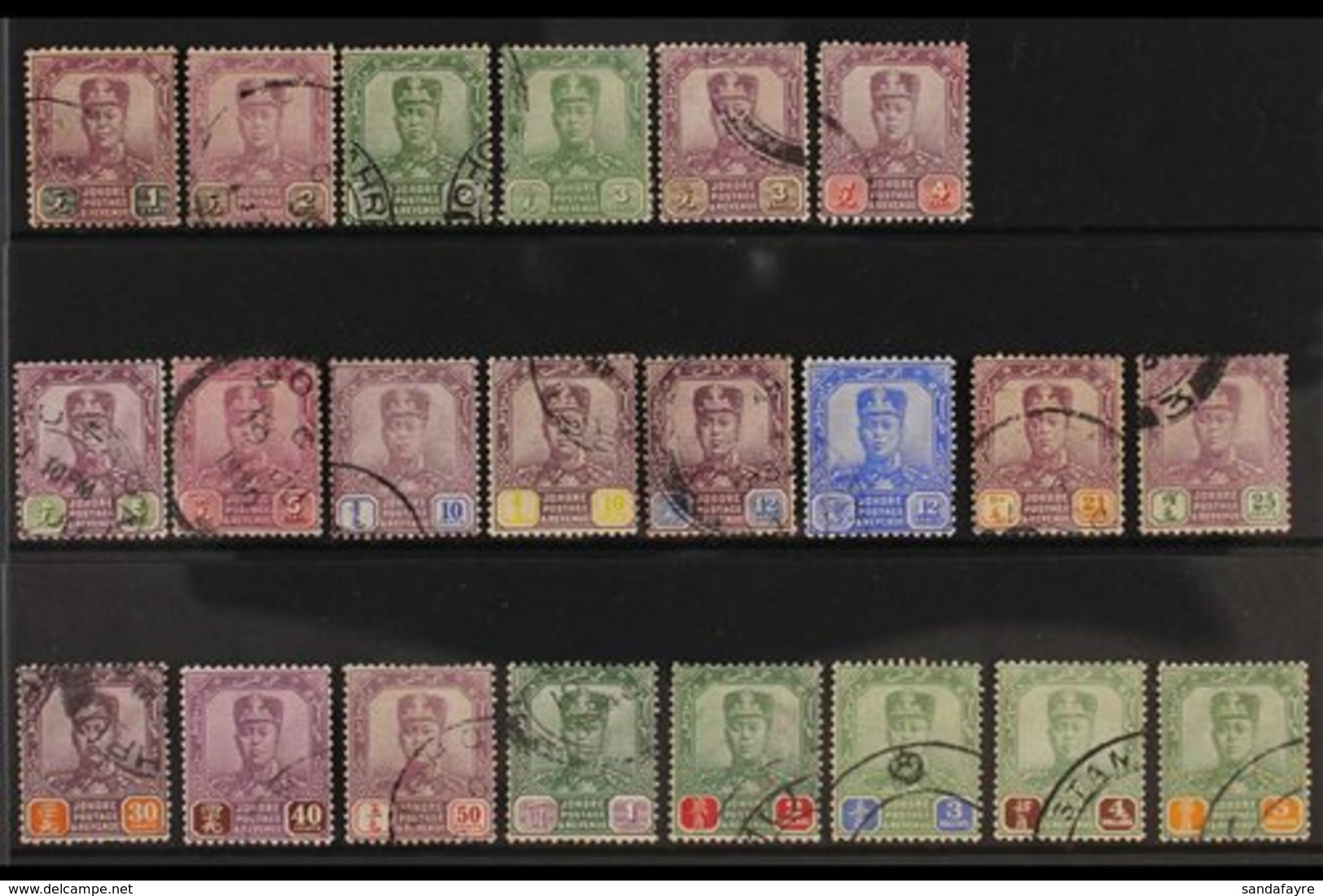 JOHORE 1922-41 Multi Script Wmk Ibrahim Set To $5, SG 103/124, Good To Fine Used With Fiscal Cancels To Top Values. (22  - Other & Unclassified