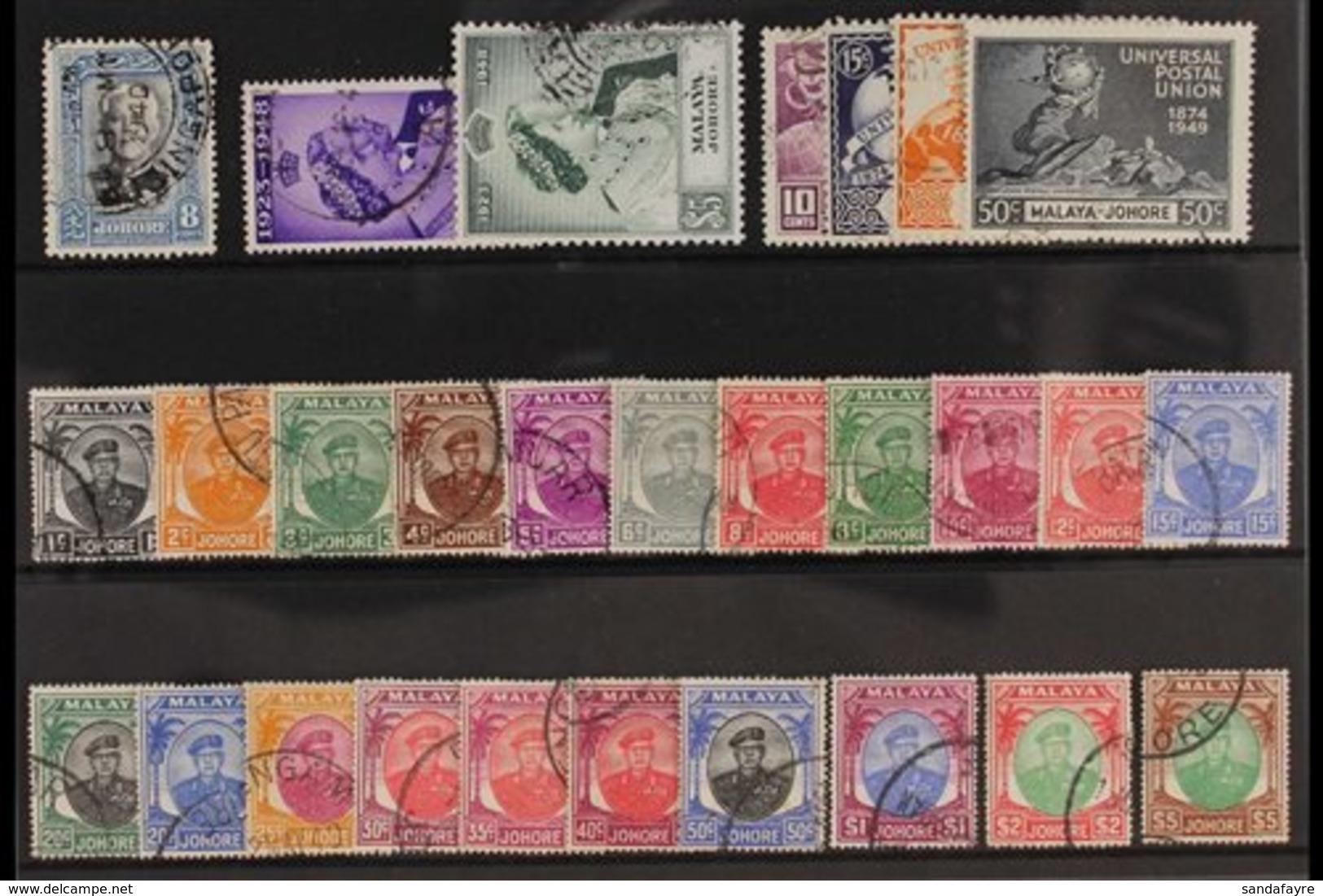 JOHORE 1940-1955 COMPLETE KGVI USED COLLECTION On A Stock Card That Includes A Complete Run Of Postal Issues Of This Rei - Other & Unclassified