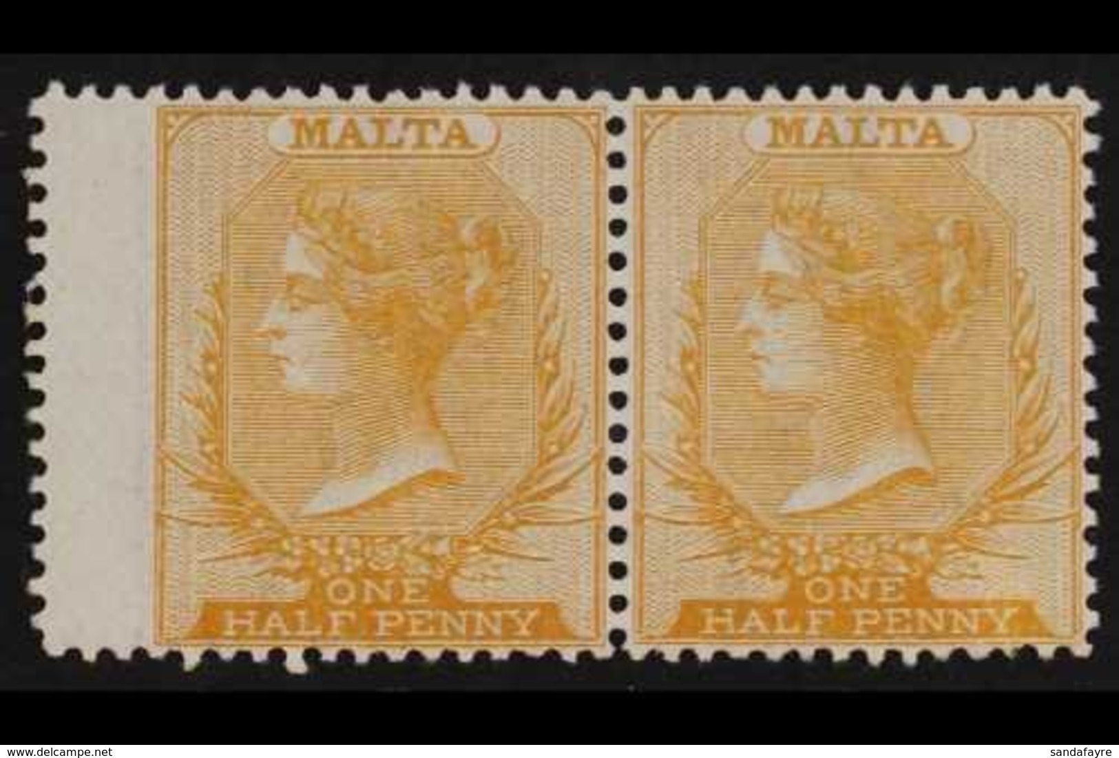 1863 ½d Buff, Wmk CC, SG 4, Never Hinged Mint Horizontal Pair. For More Images, Please Visit Http://www.sandafayre.com/i - Malta (...-1964)