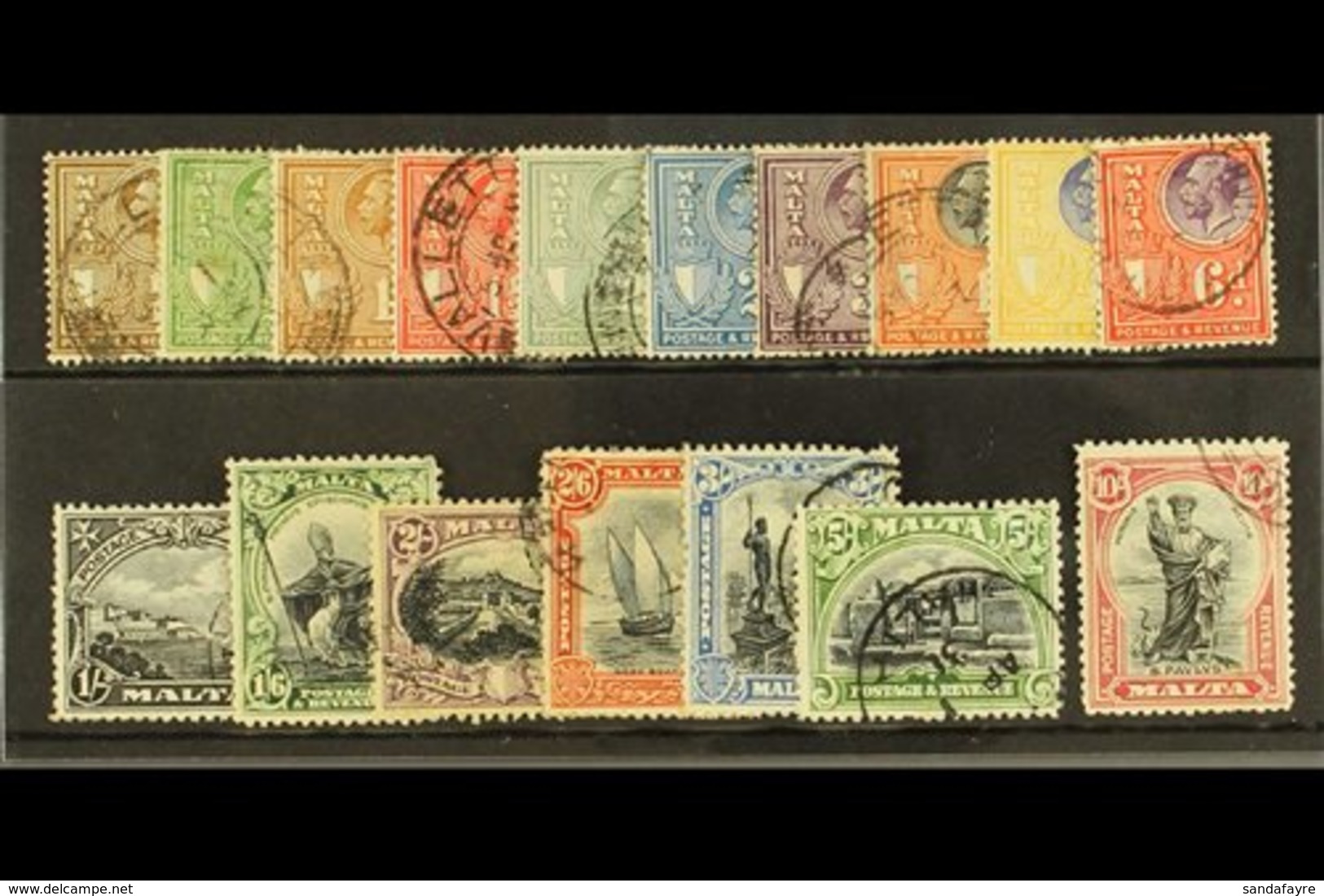 1930 St Paul Set Inscribed "Postage/Revenue", SG 193/209 Complete, Fine To Very Fine Used. (17 Stamps) For More Images,  - Malta (...-1964)