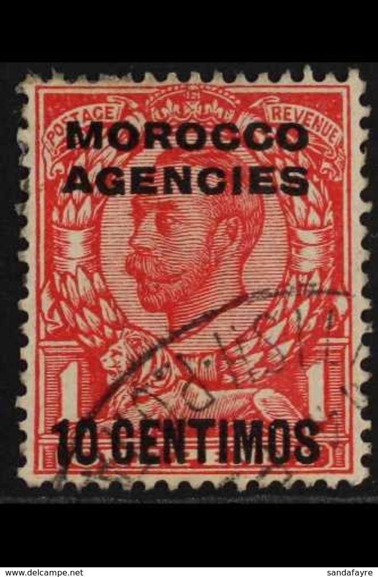 SPANISH 1912 10c On 1s Scarlet With NO CROSS ON CROWN Variety, SG 127a, Very Fine Used. For More Images, Please Visit Ht - Other & Unclassified