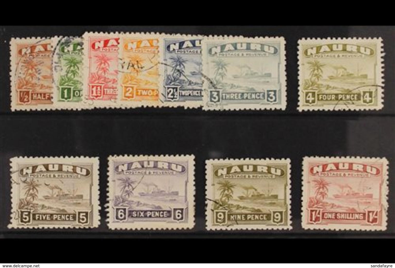 1924-34 "Freighter" Set Complete From ½d To 1s On Rough Surfaced Greyish Paper, SG 26A/36A, Fine Used. (11 Stamps) For M - Nauru