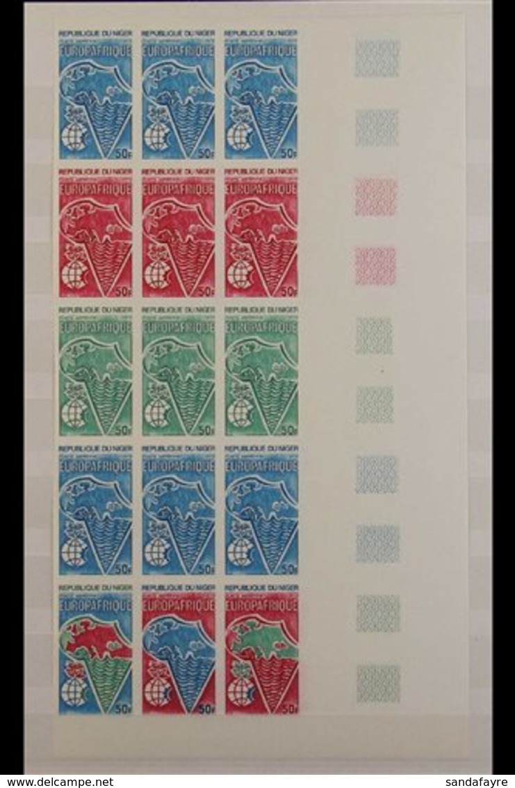 COLOUR TRIAL PROOFS 1972 AIR "Europafrique" 50f (as Yvert 192, SG 441) - Seven Different IMPERF COLOUR TRIAL PROOF Strip - Other & Unclassified