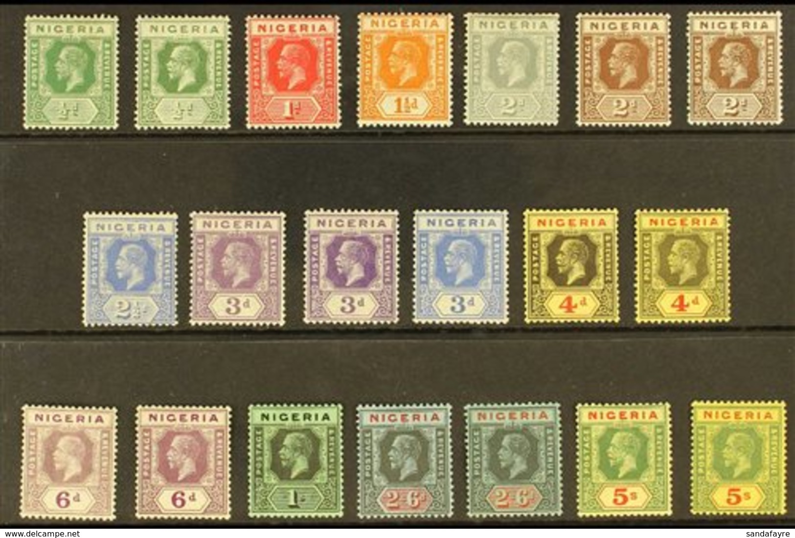 1921-32 King George V Definitives, Watermark Multi Script CA, All Different Fine Mint Range With All Values From ½d To 5 - Nigeria (...-1960)