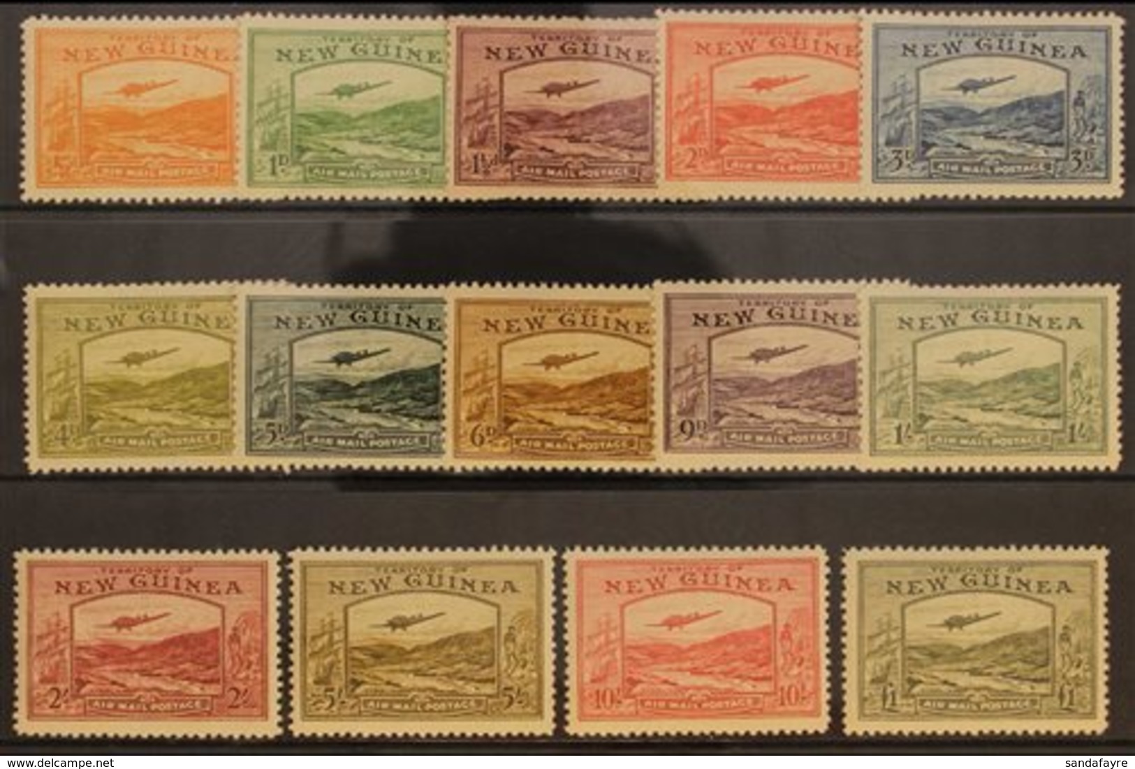 1939 Bulolo Goldfields "Airmail" Postage Set, SG 212/25, Very Fine Mint, Lightly Hinged Only (14 Stamps). For More Image - Papua New Guinea