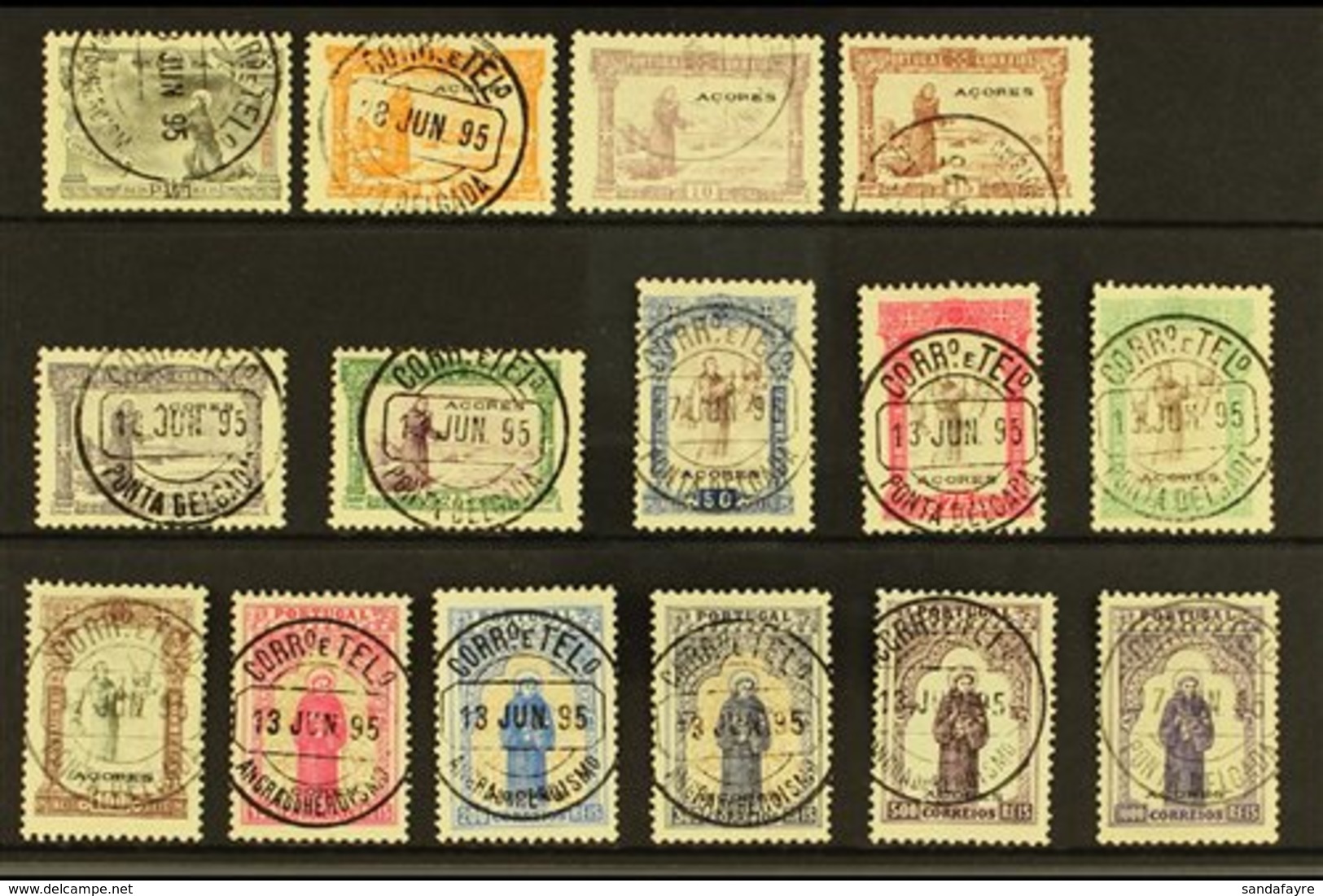 AZORES 1895 St Anthony Complete Set, SG 156/70, Afinsa 73/87, Superb Used, Many With Neat First Day Cancels. A Lovely Gr - Altri & Non Classificati