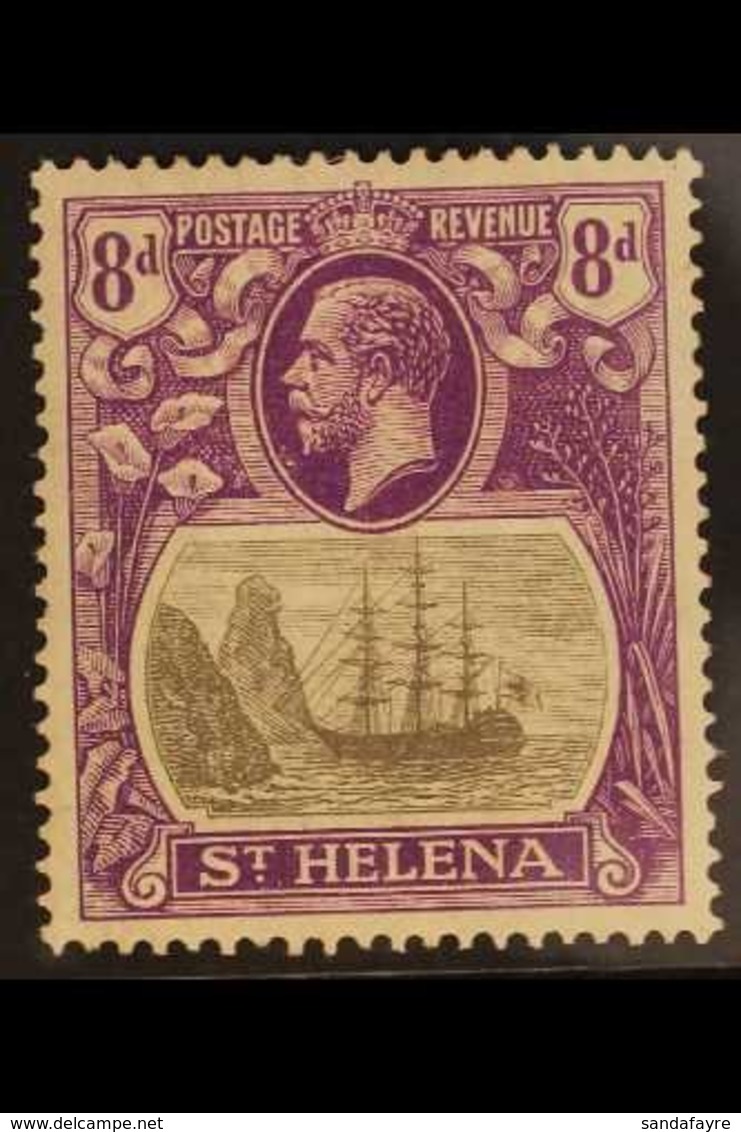 1922-37 8d Grey & Bright Violet, CLEFT ROCK VARIETY, SG 105c, Very Fine Mint. For More Images, Please Visit Http://www.s - Saint Helena Island