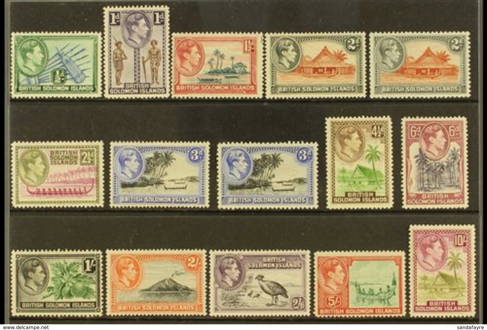 1939-51 Complete Definitive Set With Additional Listed Perforation Variants, SG 60/72, Fine Mint (15 Stamps) For More Im - British Solomon Islands (...-1978)