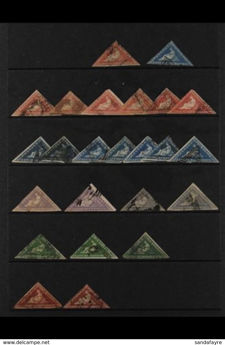 CAPE TRIANGLES USED ACCUMULATION CAT.£6600+ Includes 1d & 4d On Blued Paper, Then 1855-63 1d X6, 4d X7, 6d X4, 1s X3, Al - Unclassified