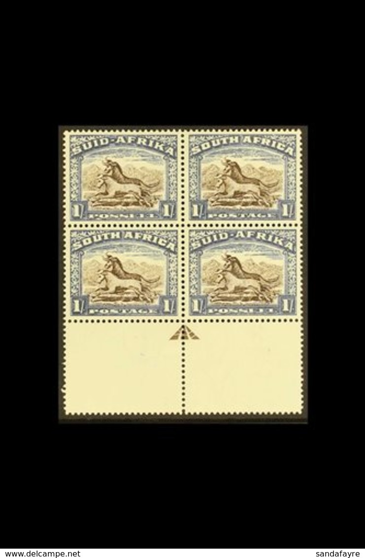 1933-48 1s Sepia-brown & Grey-blue, Issue 4, Lower Marginal, (brown) ARROW BLOCK OF 4 , SG 62, Never Hinged Mint. For Mo - Unclassified