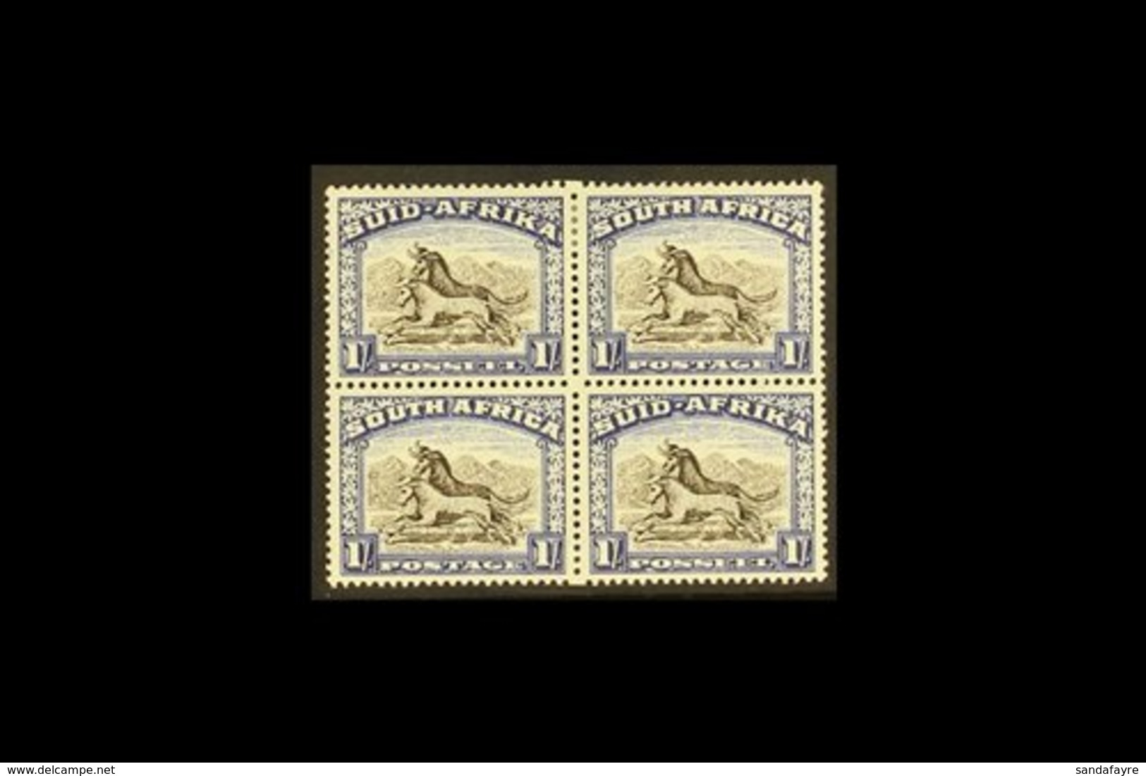 1947-54 1s Blackish Brown & Ultramarine, Issue 5, MISSING PERF HOLE At Centre Of Block Of 4, Union Handbook V4, SG 120a, - Unclassified