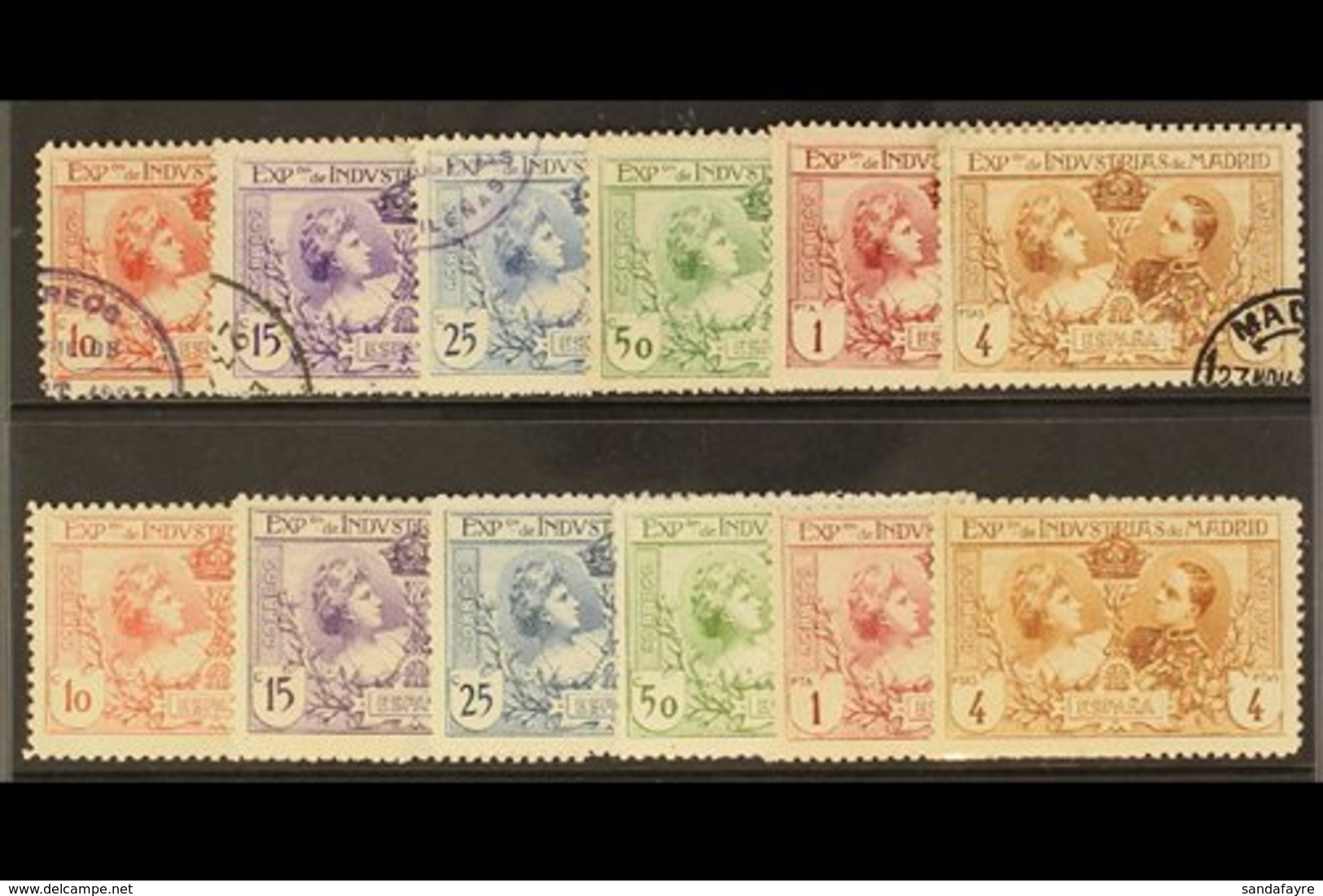 1907 Madrid Exposition Set Mint & Set Used, Ed 257/66. (12 Stamps) For More Images, Please Visit Http://www.sandafayre.c - Other & Unclassified