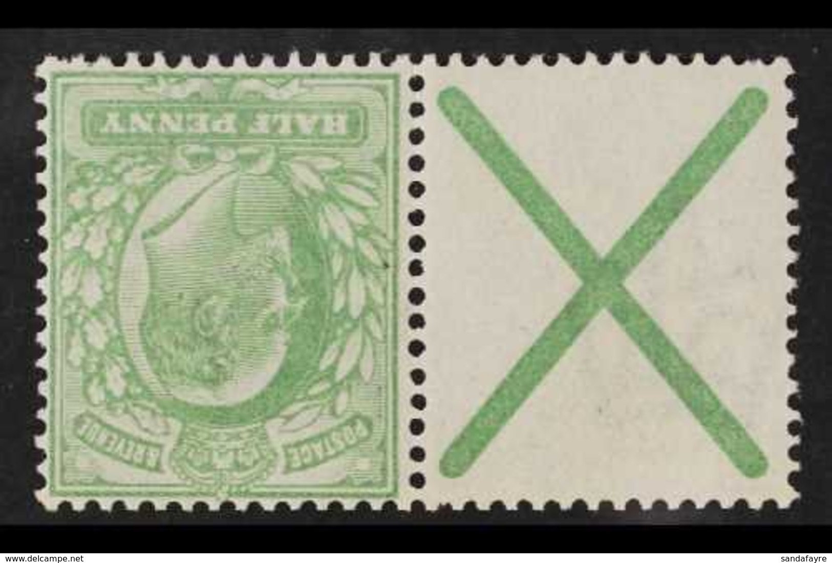 1902-10 ½d Yellowish-green, Watermark Inverted, In A Horizontal Pair With St Andrews Cross, SG 218aw, Part Of The Bookle - Unclassified