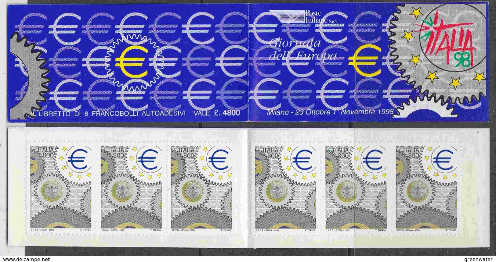 Italy 1998 Europa Day Italia '98 Booklet With 6 Self Adhesive Stamps ** Mnh (44464) - Europese Gedachte