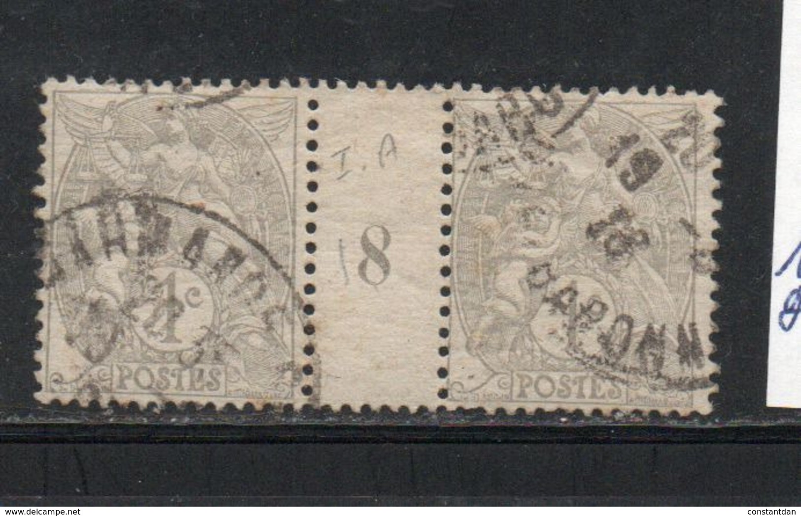 FRANCE N° 107 1C GRIS TYPE BLANC PAPIER G  BLANC TYPE IA OBL - Oblitérés