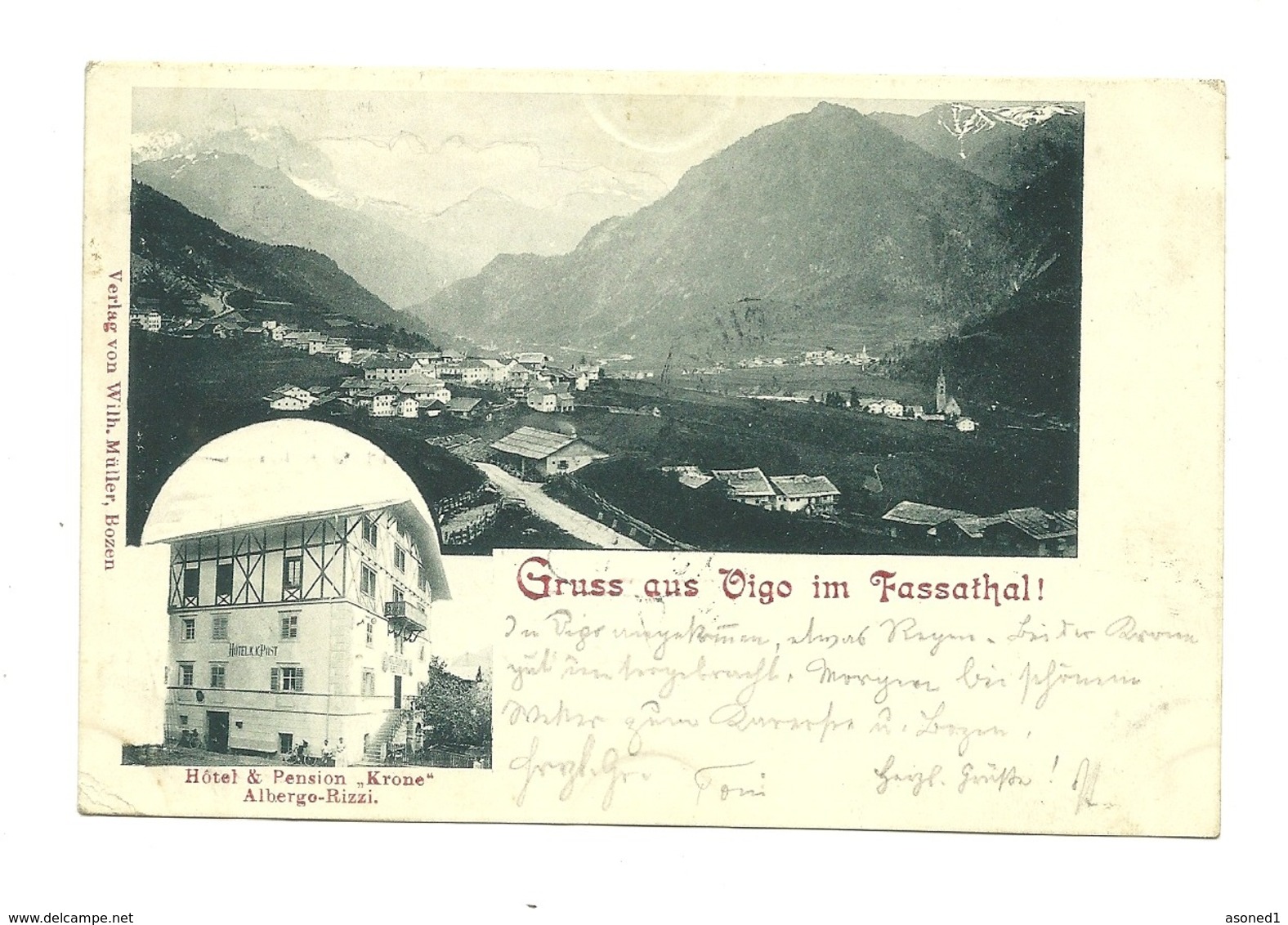 AK Vigo Di Fassa - Gasthof Krone - 1901 - Autres & Non Classés