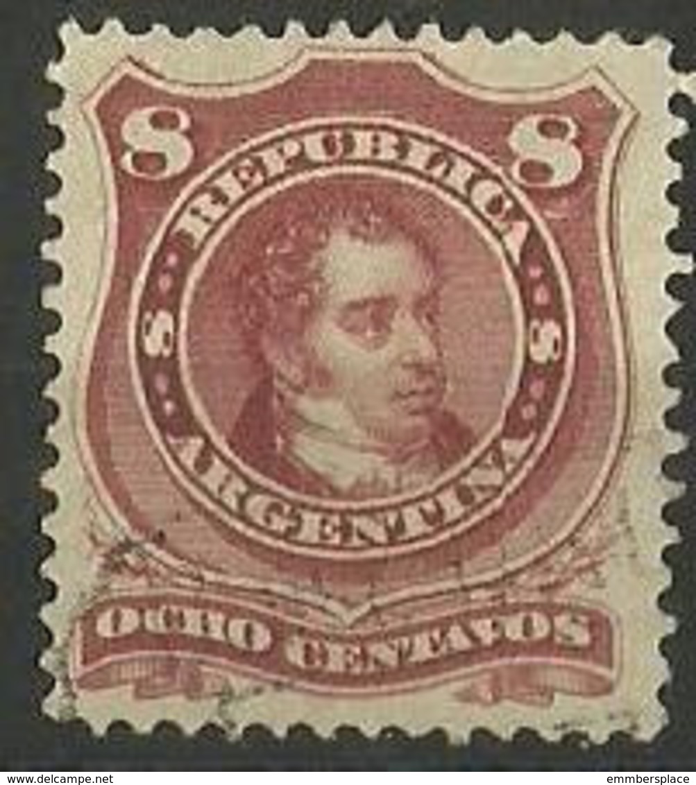 Argentina - 1877 Rivadavia 8c Claret Used    SG 46    Sc 39 - Ungebraucht