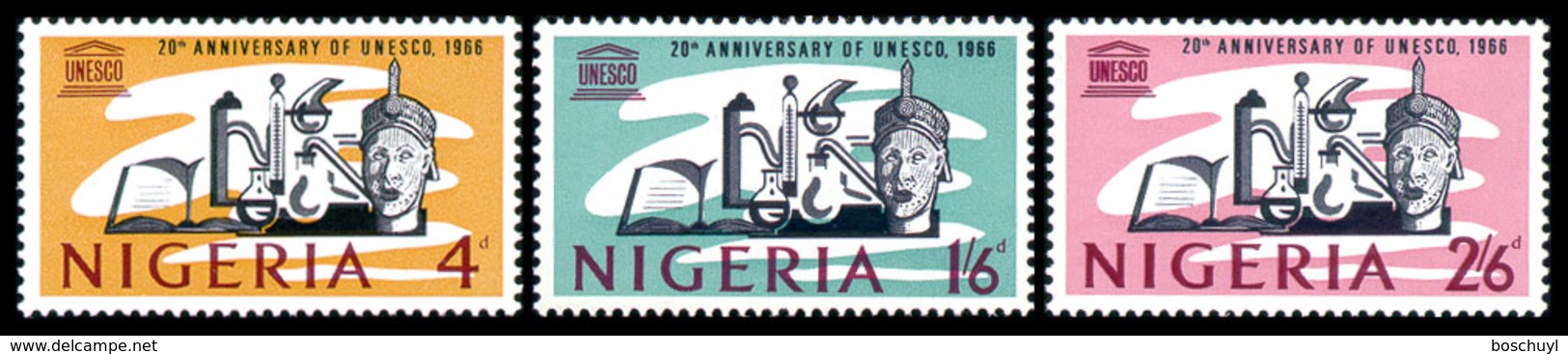 Nigeria, 1966, UNESCO 20th Anniversary, United Nations, MNH, Michel 195-197 - Nigeria (1961-...)