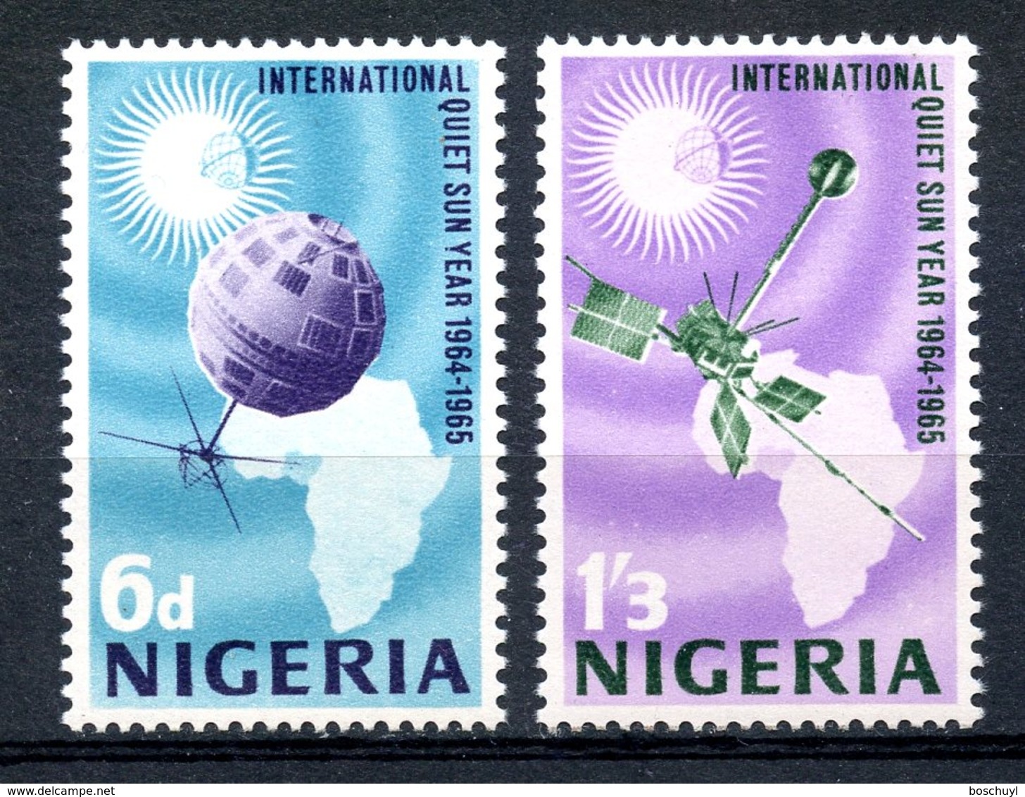 Nigeria, 1965, International Quiet Sun Year, Space, United Nations, MNH, Michel 164-165 - Nigeria (1961-...)