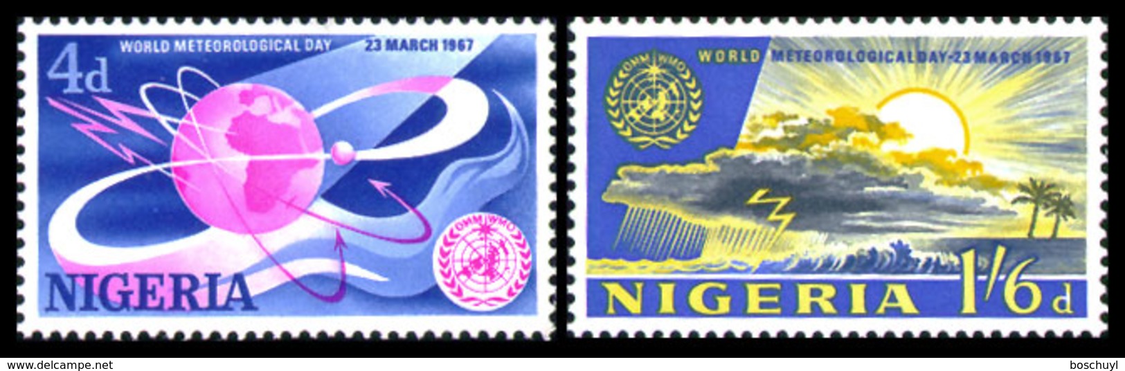 Nigeria, 1967, World Meteorological Day, WMO, United Nations, MNH, Michel 203-204 - Nigeria (1961-...)