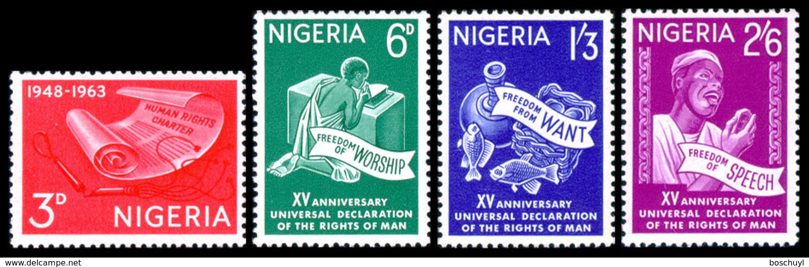 Nigeria, 1963, Human Rights Declaration, United Nations, MNH, Michel 144-147 - Nigeria (1961-...)