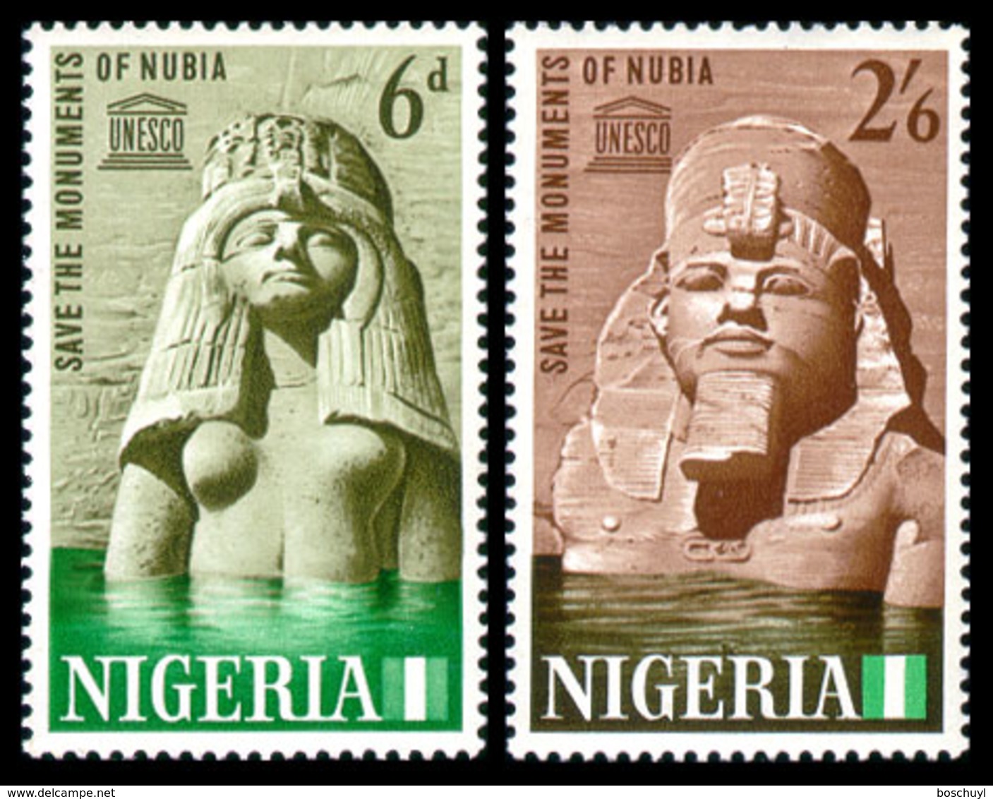 Nigeria, 1964, Save Nubian Monuments, UNESCO, United Nations, MNH, Michel 148-149 - Nigeria (1961-...)