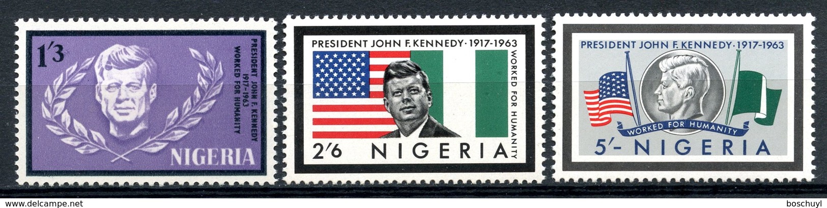 Nigeria, 1964, JFK, President John F Kennedy, MNH, Michel 150-152 - Nigeria (1961-...)