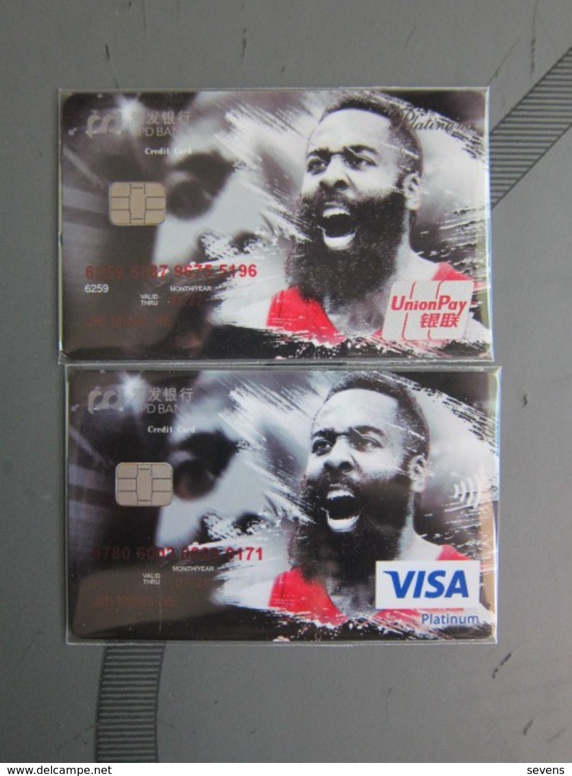 VISA And Unionpay Platinum Card, NBA Basketball Star- Harden, Two Cards, Invalided - Cartes De Crédit (expiration Min. 10 Ans)