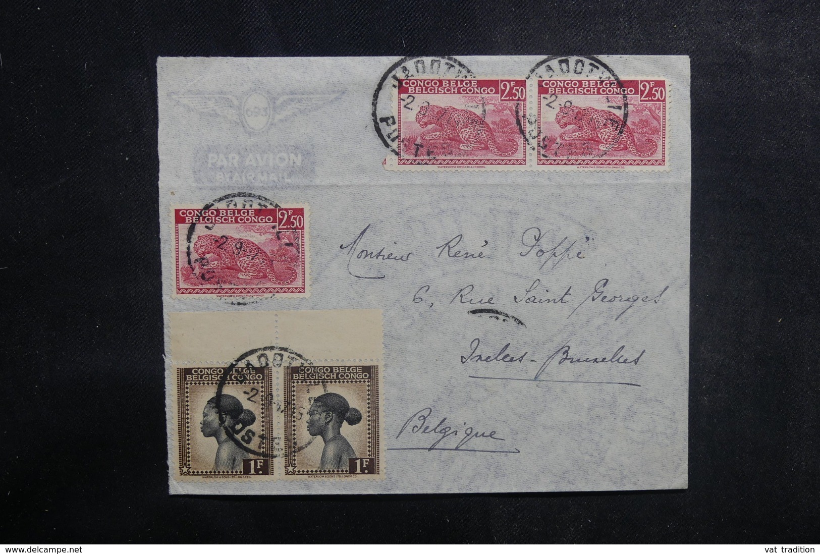 CONGO BELGE - Enveloppe De Jadotville Pour La Belgique Par Avion En 1947 , Affranchissement Plaisant - L 41817 - Briefe U. Dokumente