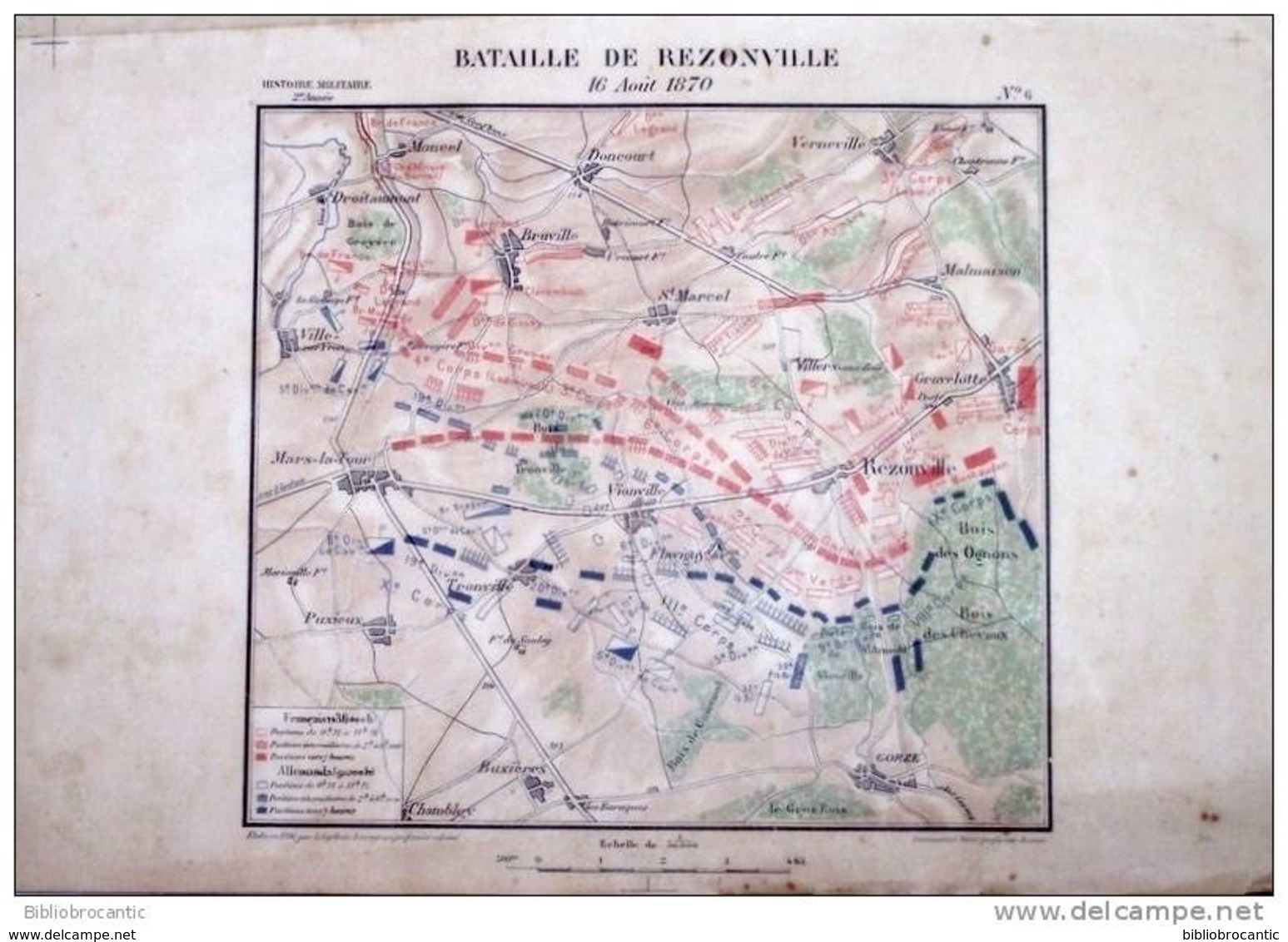 CARTE HISTORIQUE MILITAIRE - 2éme EMPIRE - BATAILLE DE REZONVILLE Le 16 AOUT 1870 - Autres & Non Classés