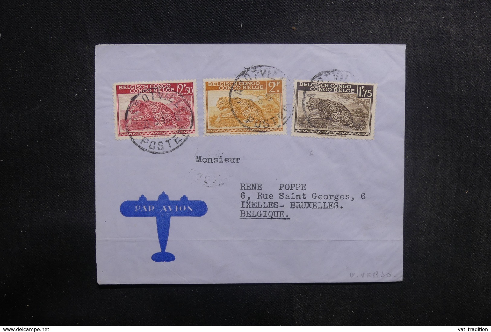 CONGO BELGE - Enveloppe De Jadotville En 1949 Par Avion Pour Bruxelles, Affranchi. Plaisant Recto Et Verso - L 41819 - Lettres & Documents