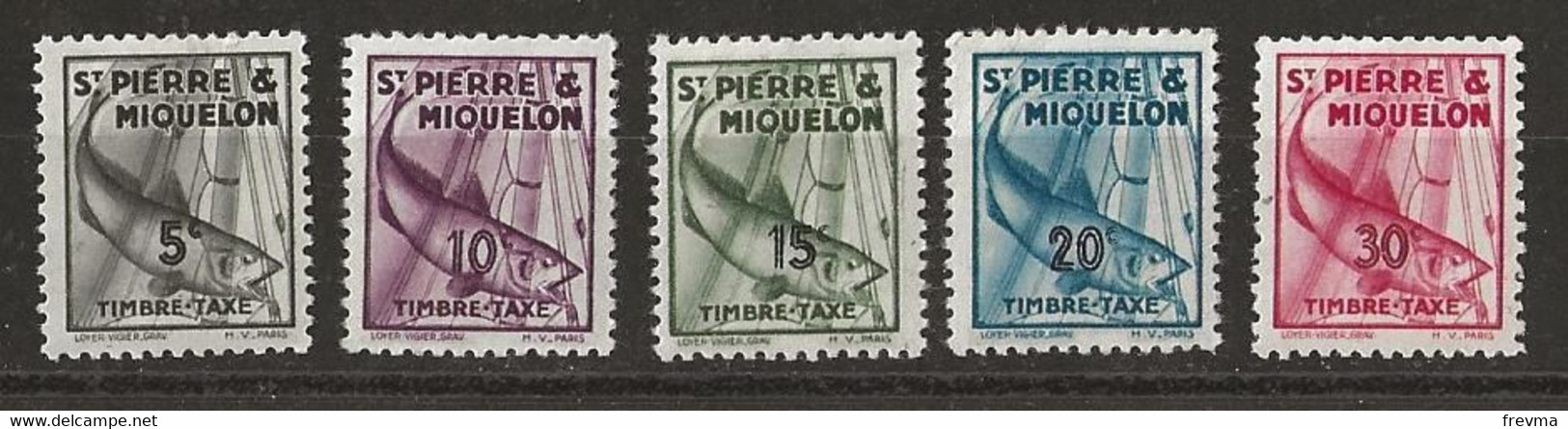 Timbre Taxe 1938 Saint Pierre Et Miquelon Yvt 32- 36 Neuf ** - Timbres-taxe