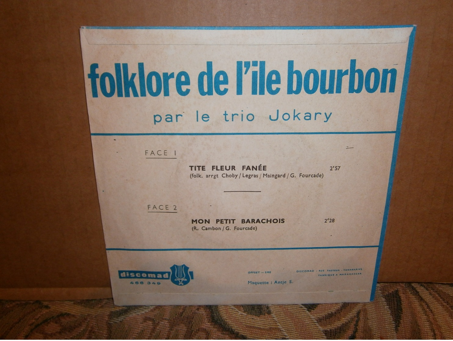 SP 7"  45t /  Trio Jokary Folklore De L'ile Bourbon Tite Fleur Fanée - World Music