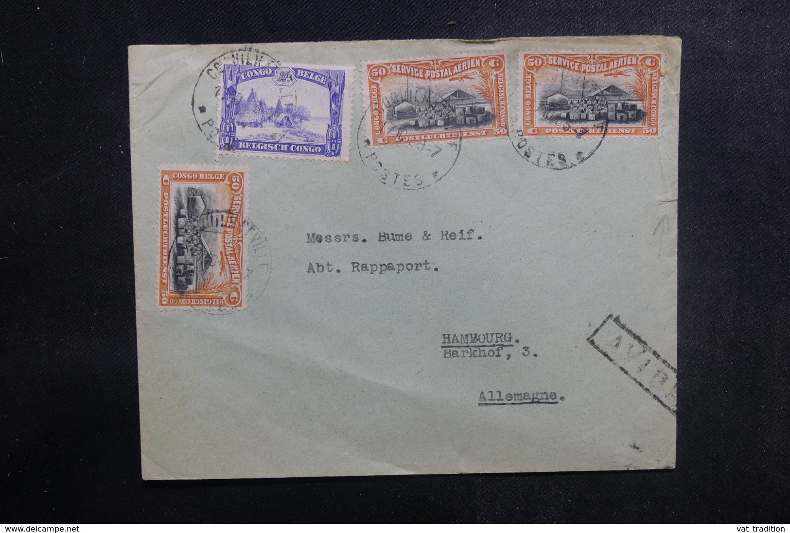 CONGO BELGE - Enveloppe De Coquilhatville Pour Hambourg Par Avion En 1935, Affranchissement Plaisant - L 41824 - Storia Postale