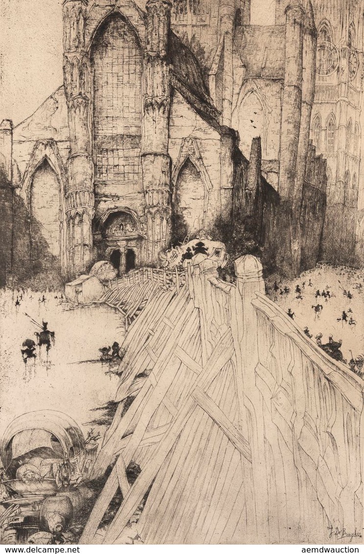 Jules DE BRUYCKER (GENT, 1870 - 1945) - L'Église Saint- - Estampes & Gravures