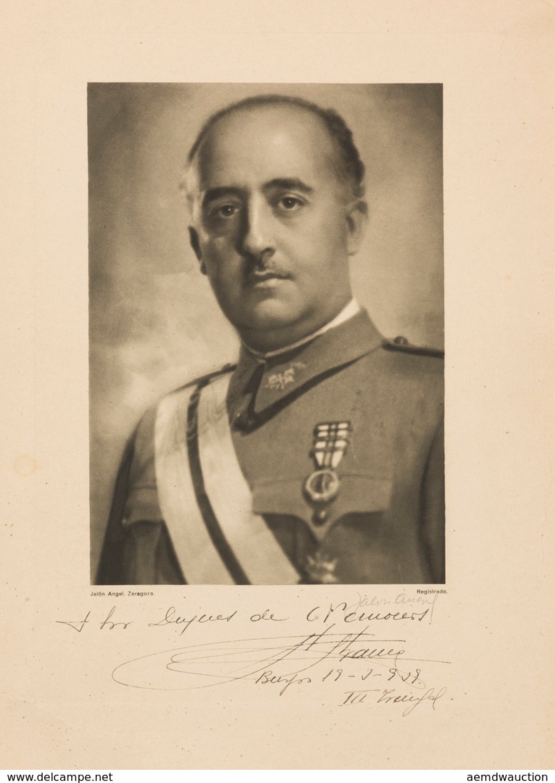 Général Francisco FRANCO - Photographie Signée Et Dédic - Unclassified