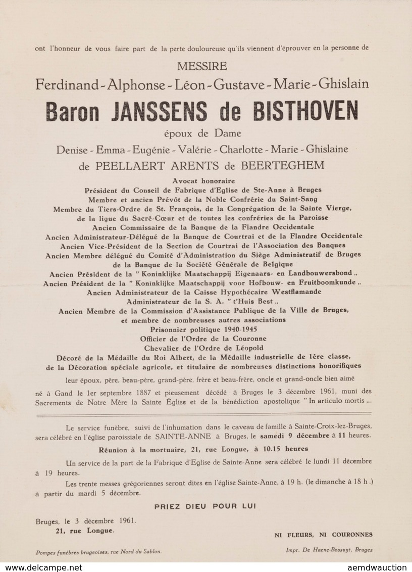 FAIRE-PART MORTUAIRES. Ensemble 31 Pièces, XXe Siècle. - Ohne Zuordnung