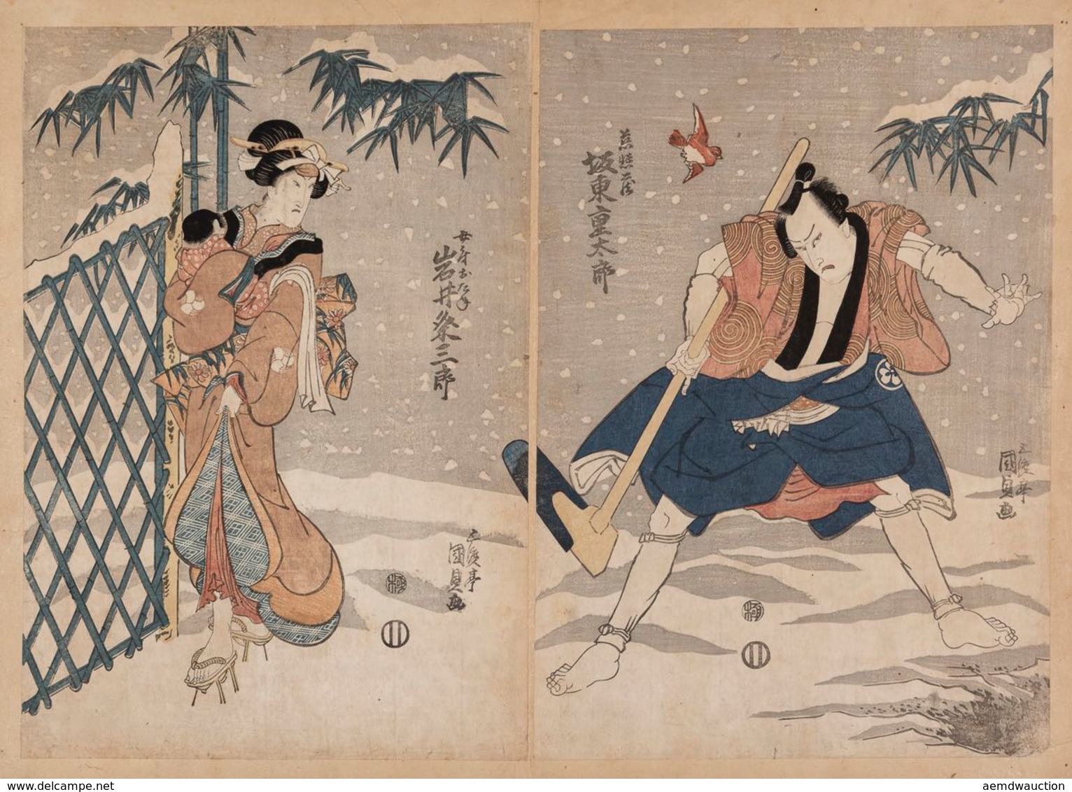 [JAPON] KUNISADA (1786-1864) - Les Acteurs Bandô Shiget - Unclassified