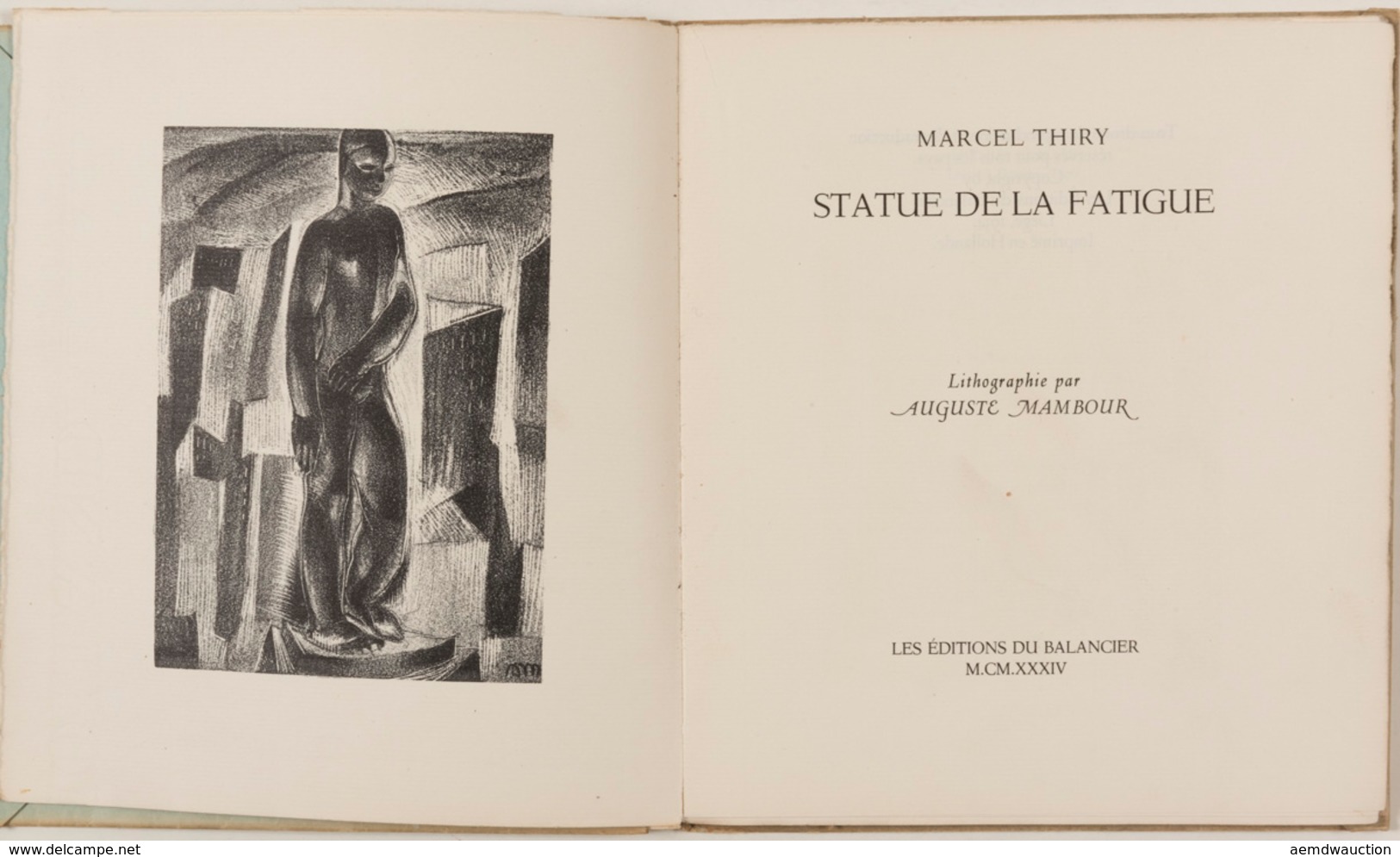 Marcel THIRY - Statue De La Fatigue. Lithographie Par A - Sonstige & Ohne Zuordnung