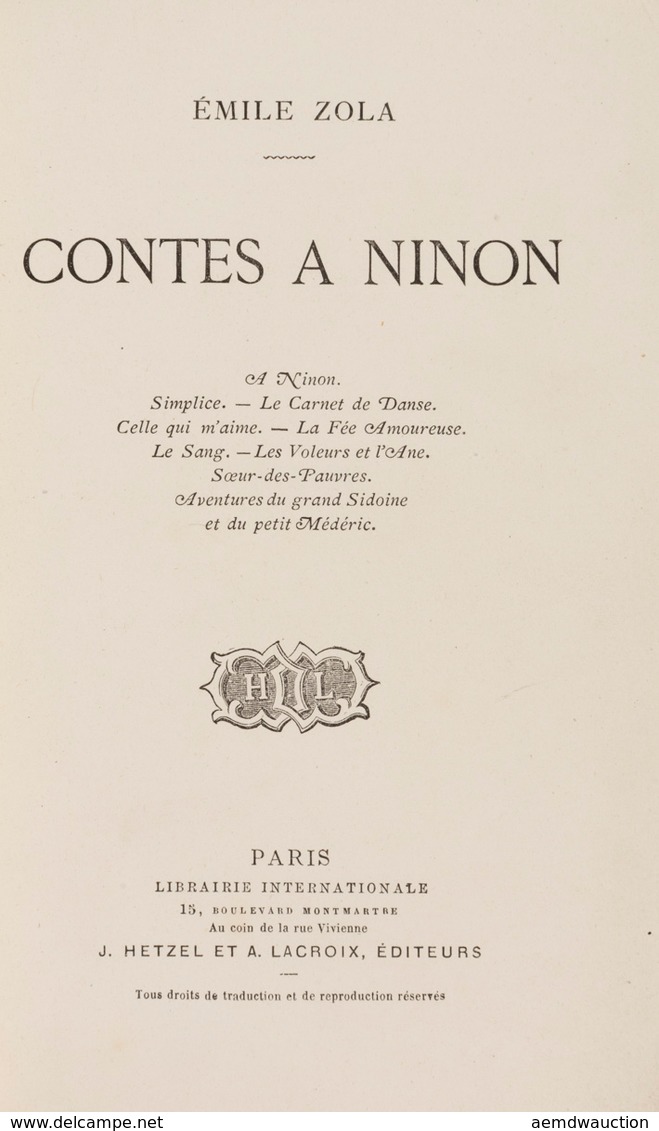Émile ZOLA - Contes à Ninon. - Non Classificati