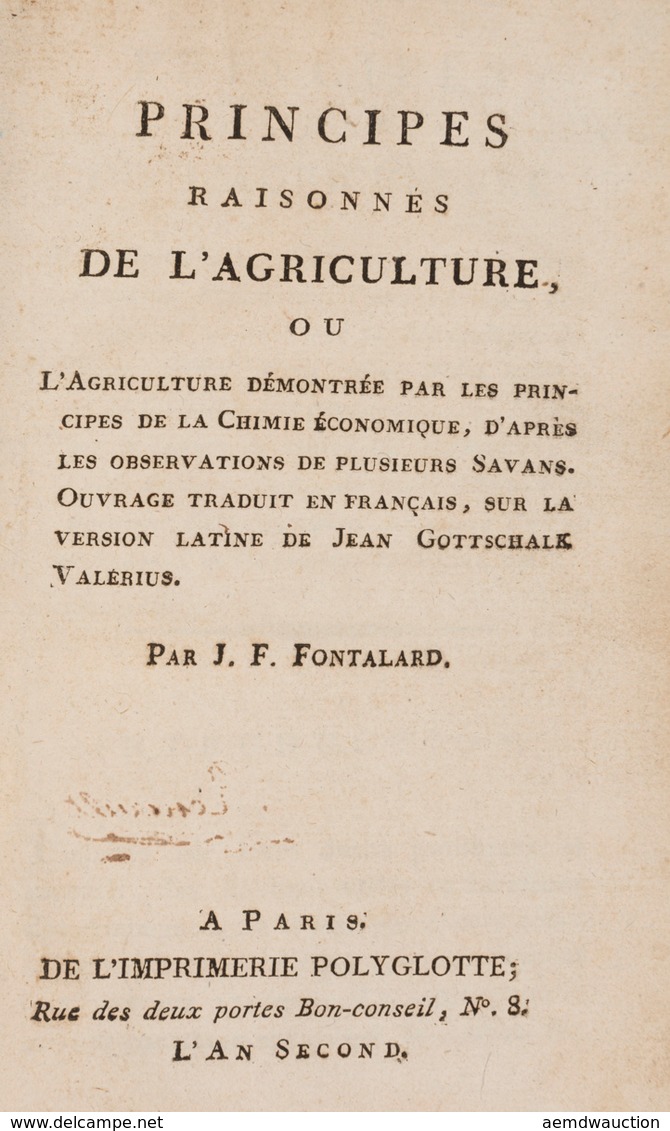 Jean GOTTSCHALK VALÉRIUS - Principes Raisonnés De L'agr - Other & Unclassified