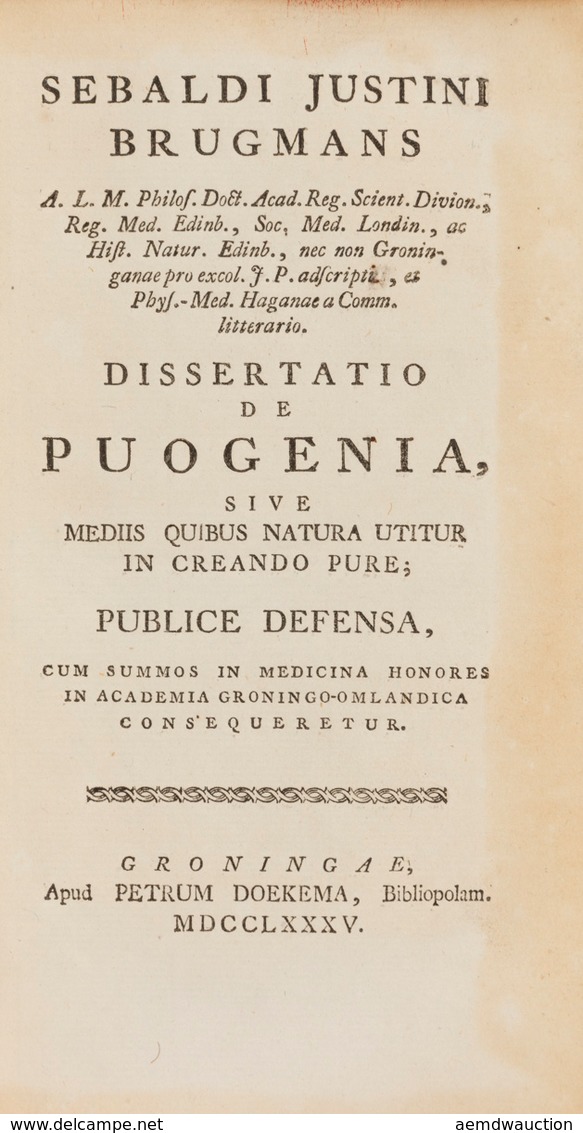 Sebald Justinus BRUGMANS - Dissertatio De Puogenia, Siv - Non Classificati