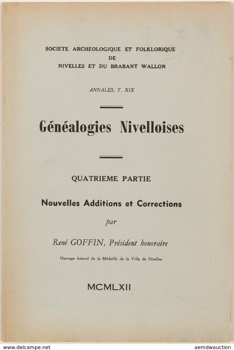 René GOFFIN - Généalogies Nivelloises. Première [- Quat - Ohne Zuordnung